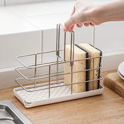 Multifunktionaler Schwammhalter Aus Edelstahl 304, Spülbeckenorganizer, Abtropffläche, Seifenschale, Verstellbare Hängeleiste