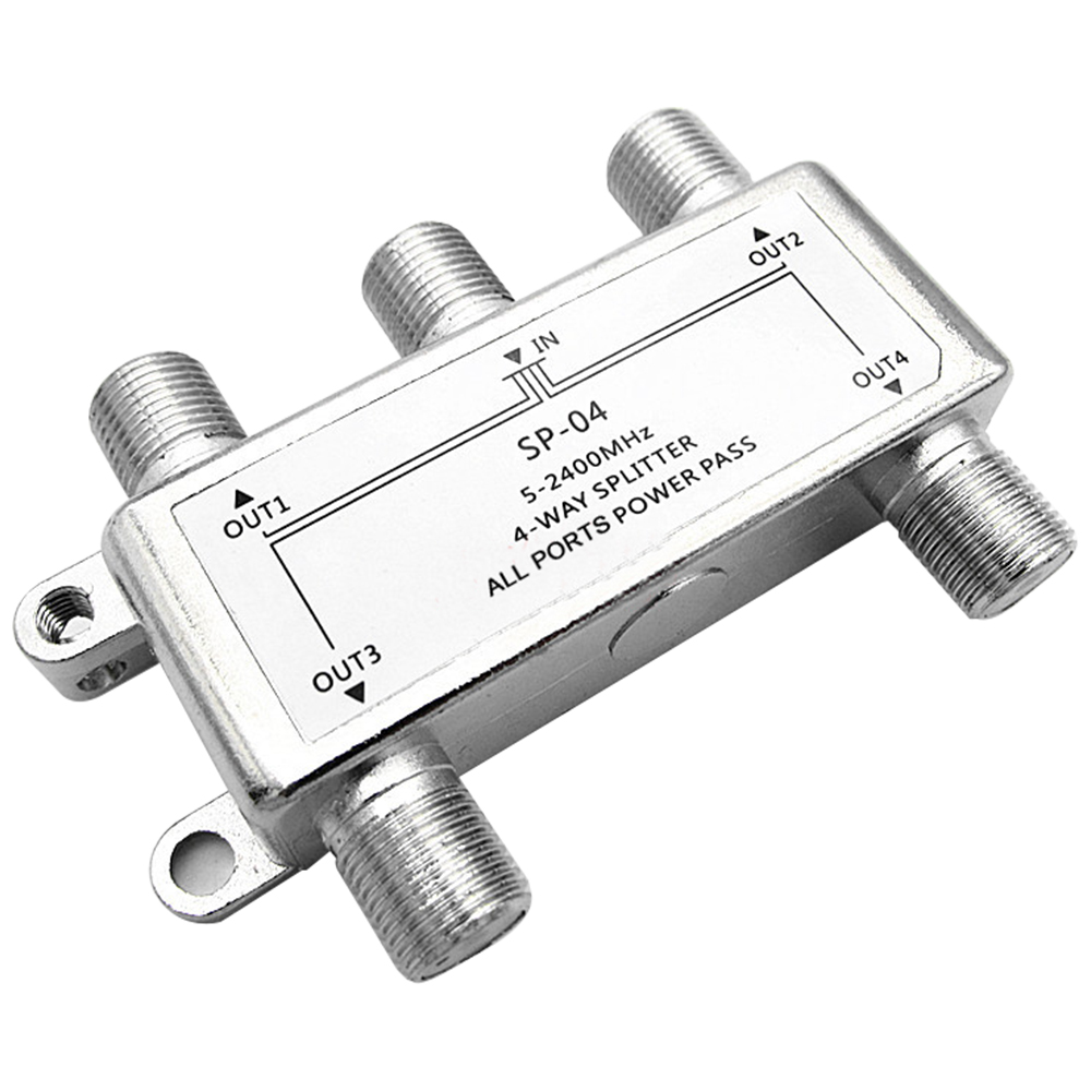 4-facher Koaxialverteiler, Kompatibel Mit Hd-fernsehen, Satellitenempfang, Breitbandinternet, Verstärkern Und Antennen. Vergoldete Anschlüsse, Korrosionsbeständig.