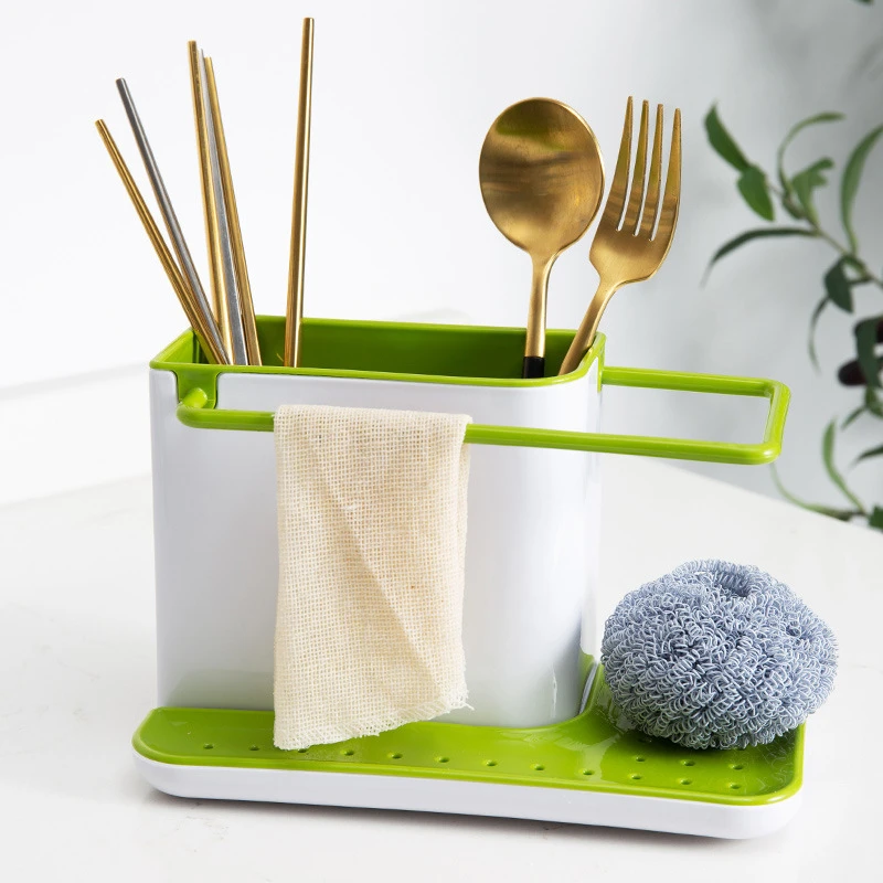 Neues Ablagegestell Für Die Küchenspüle, Utensilienhalter, Abtropfschale, Schwammhalter, Zubehör, 1 Stück (grün)