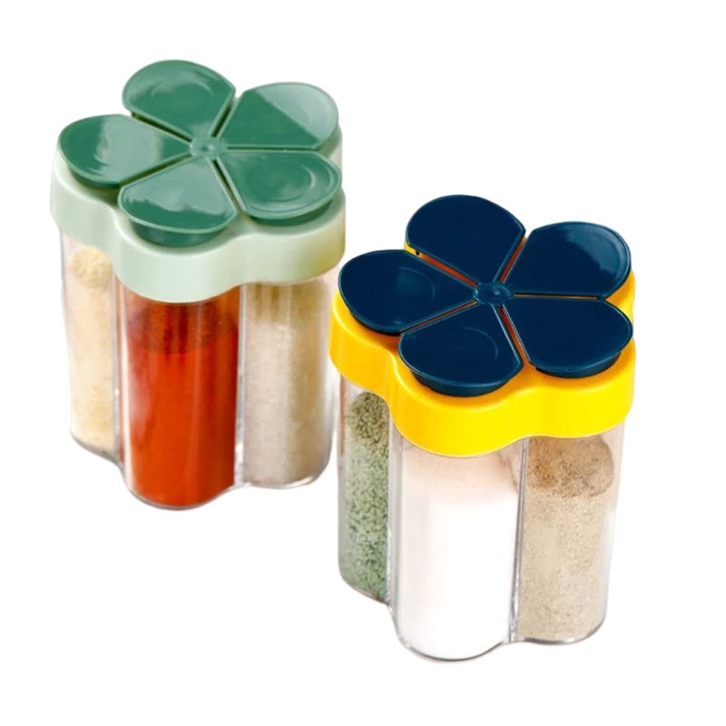 5-in-1 Gewürzflasche, Luftdichter Deckel, Multifunktionales Gewürzglas, Küchenhelfer, 1 Stück (grün)