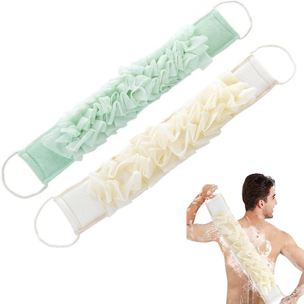 Peeling-duschgürtel, 2 Peeling-handtücher, Rückenkratzer, Gelb, Grün