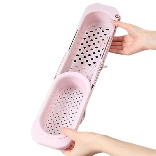 Verstellbarer, Multifunktionaler Küchenspülen-organizer, Seifenschale, Geschirrtuchhalter, Abtropfschale, 1 Stück (rosa)