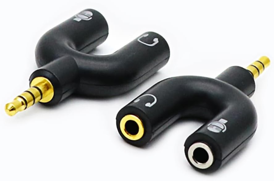 Zwei Kopfhörer-splitter-adapter, Ein U-förmiger Y-kopfhörer-splitter, 3,5-mm-klinkenstecker (4-polig) Auf Zwei 3-polige Y-kopfhörer-splitter (weiblich).