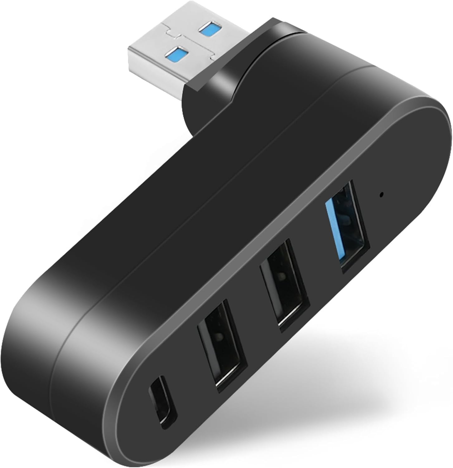 Mini-usb-hub-adapter (4 Anschlüsse, Usb 3.0 + 2.0 + Typ-c) – 90°/180° Drehbare High-speed-usb-hub-dockingstation Für Laptops, Usb-sticks Und Macbooks