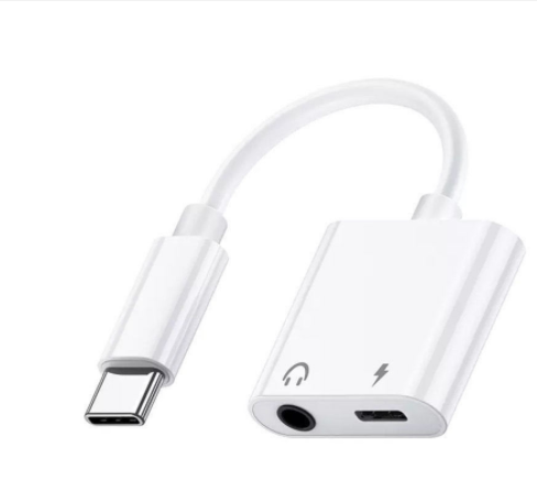 Set Aus 2 Kopfhöreradaptern, Audio-splitter + 2-in-1 Lightning Auf 3,5-mm-aux-ladegerät, Kompatibel Mit Dem Typ-c-ladeanschluss, Unterstützt Anruf- Und Musiksteuerung.