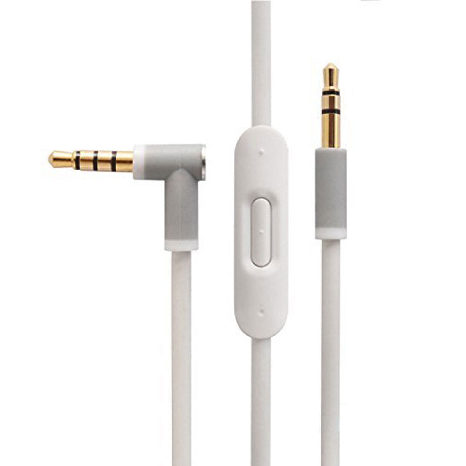 Weißes Ersatz-audiokabel Für 3,5-mm-kopfhörer. Flexibel Und Robust, Kompatibel Mit Ios-systemen, Inklusive Mikrofon Und Fernbedienung.