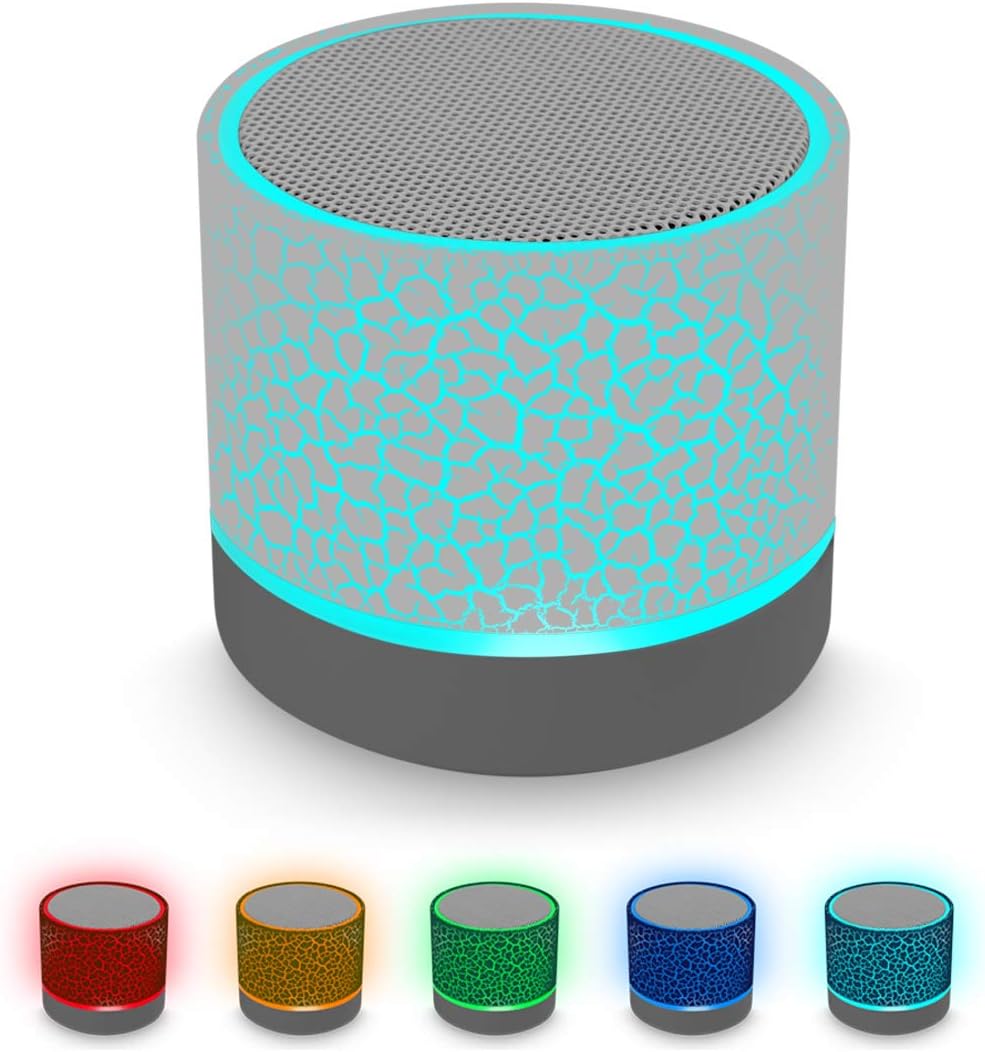 Mini-bluetooth-lautsprecher, Wiederaufladbarer Stereo-lautsprecher Mit Superbass Und Led-beleuchtung – Weiß