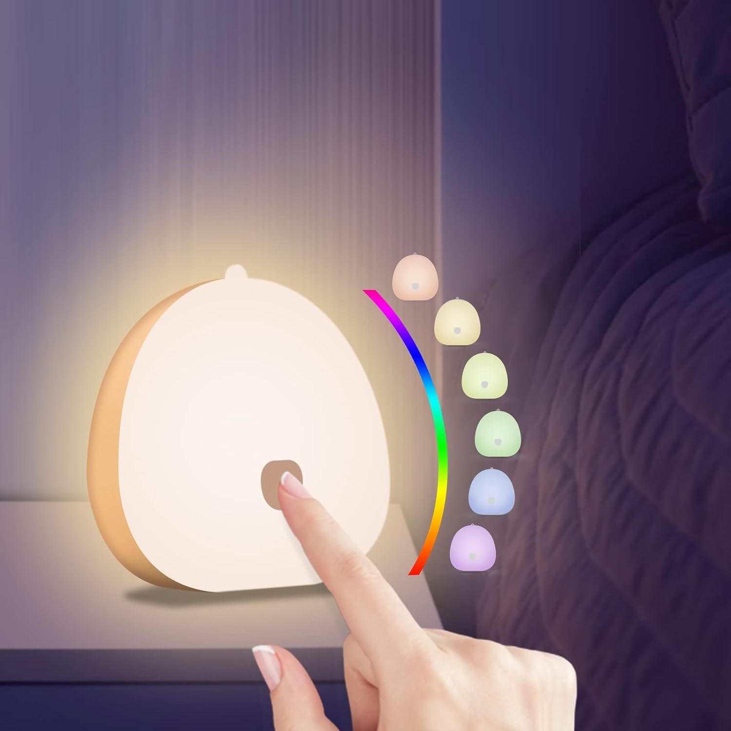 Nachtlicht Für Kinder, Wiederaufladbar Über Usb-c, Led, Rgb-touch, Helligkeit Einstellbar, Für Treppenhaus, Schlafzimmer, Flur, Kleiderschrank
