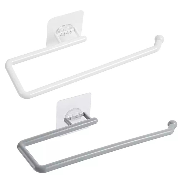 Haushalts-papierhandtuchrollenhalter, Aufbewahrungsregal, Für Küche, Bad, 1 Stück (kurz, Weiß)