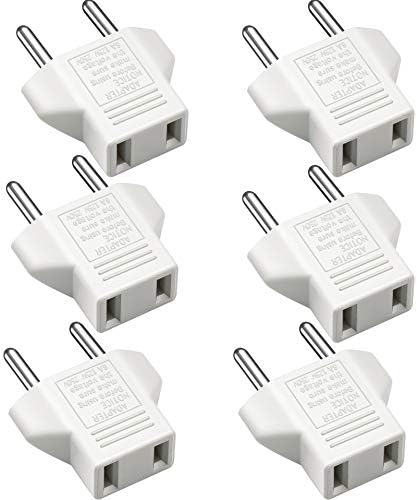 (weiß – 6 Stück) Reiseadapter (europäischer Standard Auf Amerikanischen Standard), Adapter Für Runde Europäische Stecker