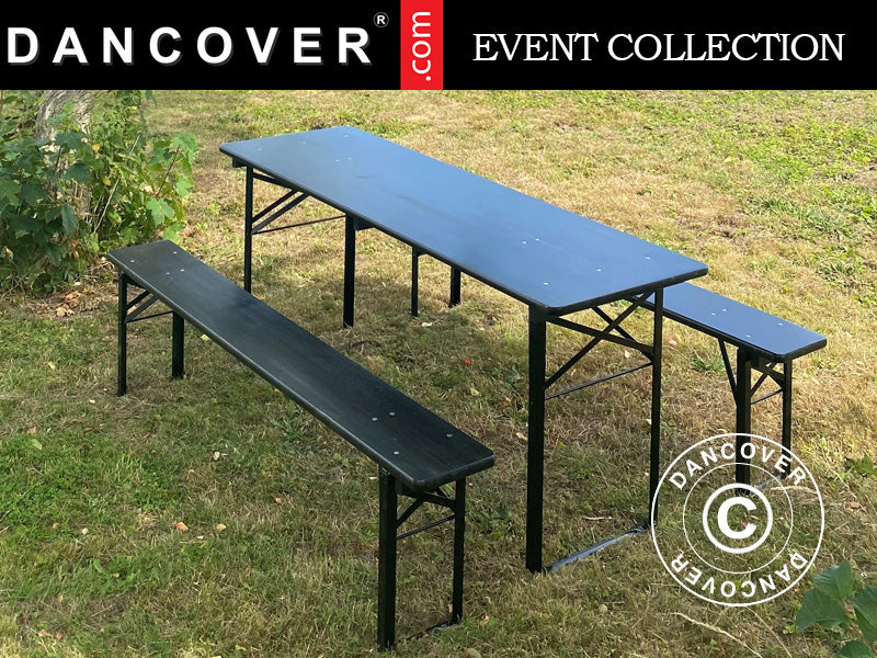 Biertisch-set Pro 220x60x78cm, Schwarz - Dancover