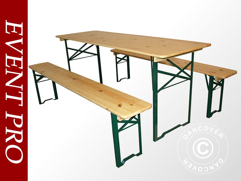 Biertisch-set Pro 220x60x78cm, Leichtes Holz - Dancover