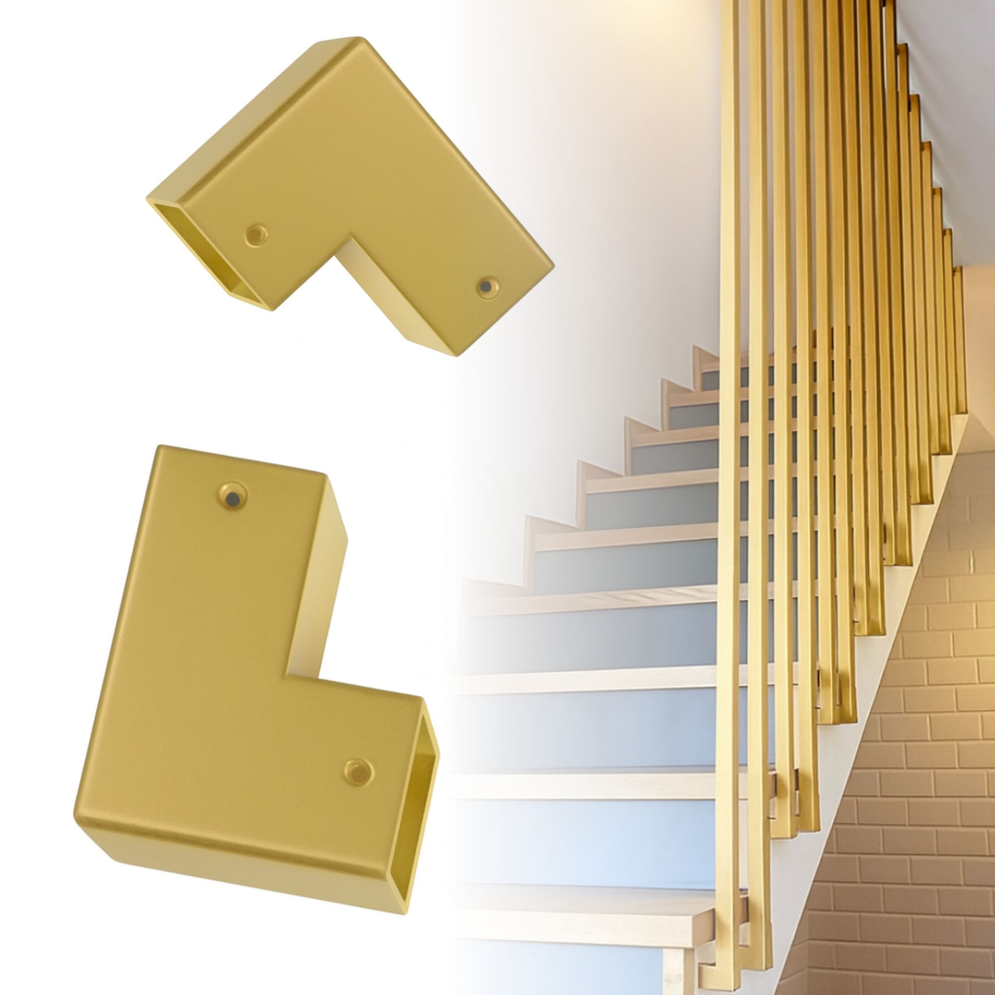 Halter Für Vierkantprofil 25 X 25 Mm, Seitliche Befestigung Für Geländer, Gold