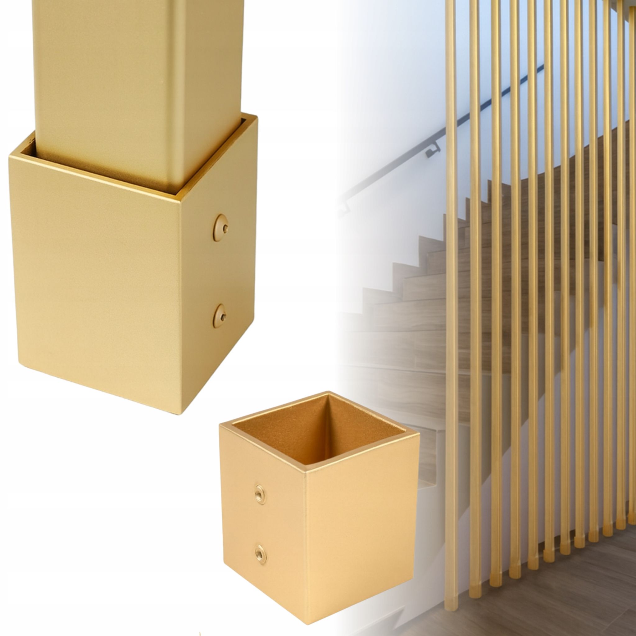 Mittelhalter Für Vierkantprofil 25 X 25 Mm, Befestigung Für Stabgeländer, Gold