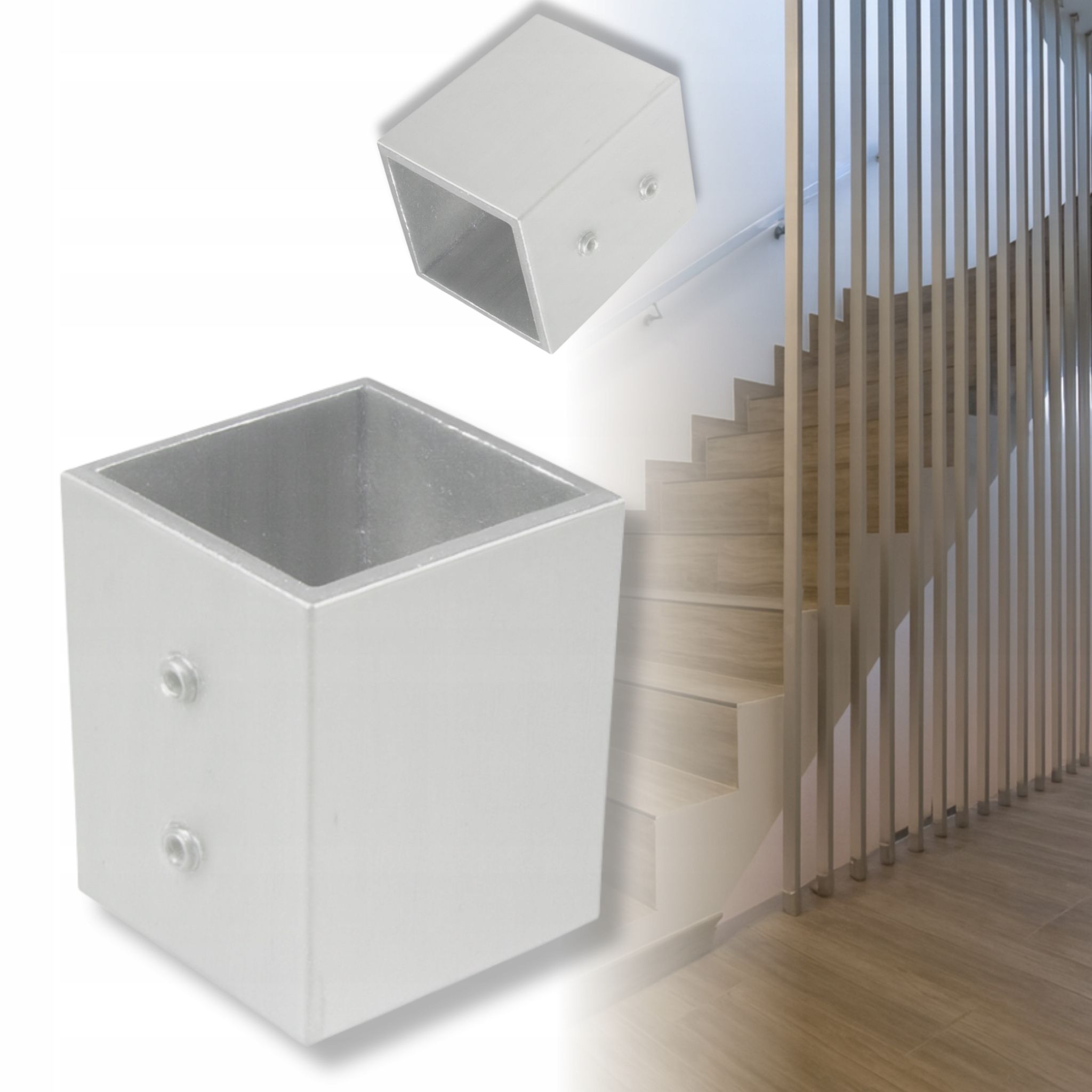 Mittelhalter Für Vierkantprofil 25 X 25 Mm, Befestigung Für Stabgeländer, Silber