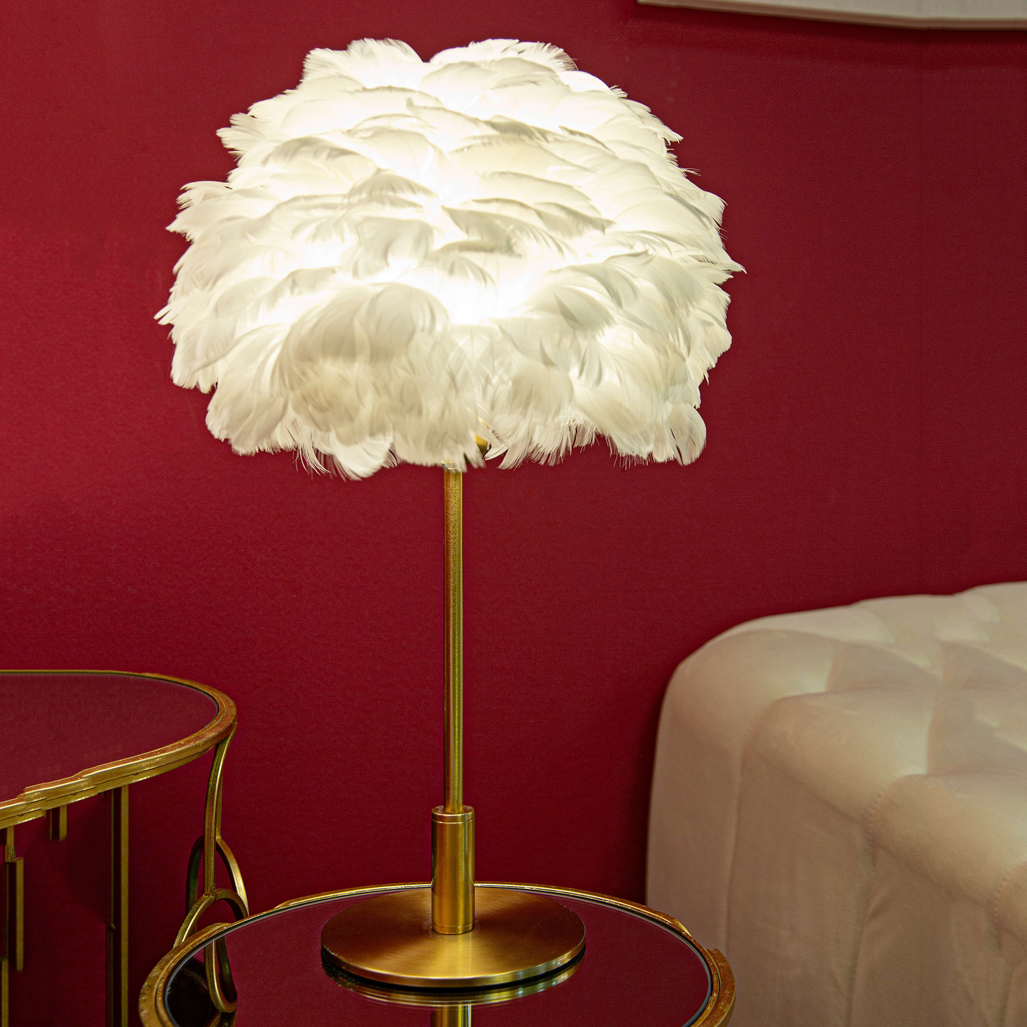Tischlampe Bala, Benötigt 1 Glühbirne, Fassung E27, Lampenschirm, Gold