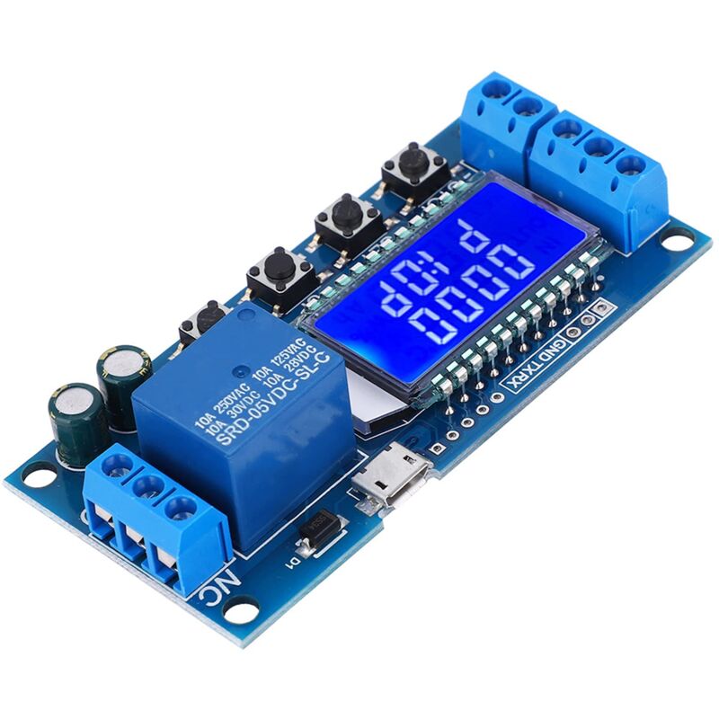 [neuwertig]zeitverzögerungsrelaismodul (6–30 V Dc) Mit Lcd-anzeige, 0,01 S Bis 9999 Min Zeitverzögerung, Unterstützt 5-v-micro-usb-stromversorgung, Mit Verpolungsschutz