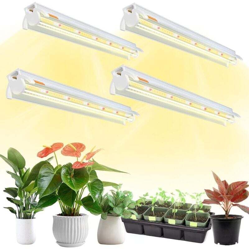 [neuwertig]4-teiliges T5-pflanzenlampen-set, 60 Cm Led-vollspektrum-pflanzenlampen Mit Reflektor Und Reihenschaltung Für Sämlinge Und Anzuchtregale