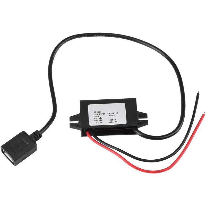 [neuwertig]dc/dc-spannungswandler 12 V/24 V Auf Usb 5 V 3 A, Wirkungsgrad 95 %, Kurzschlussschutz, Flammhemmendes Gehäuse