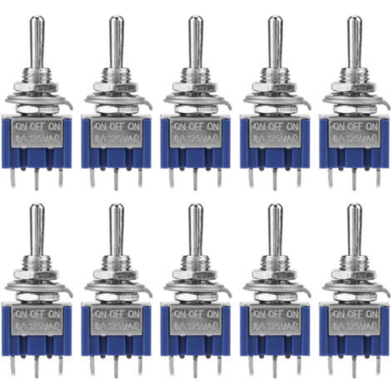 [neuwertig]10 Stück Mini-spdt-wippschalter, 3 Positionen, 3 Pins, 6 Mm, 6 A, 125 V Ac