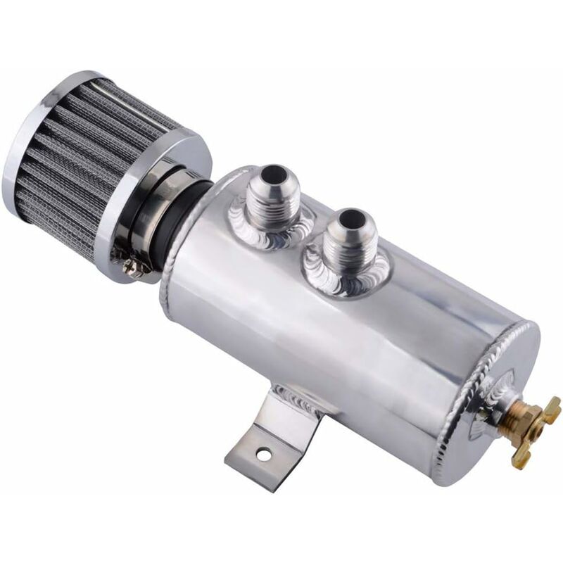 [neuwertig]ölabscheider Für Pkw-motoren, 750 Ml Öl- Und Luftabscheider, Aluminium-ölabscheider-set, Belüftungsbehälter Mit Luftfilter, Silber