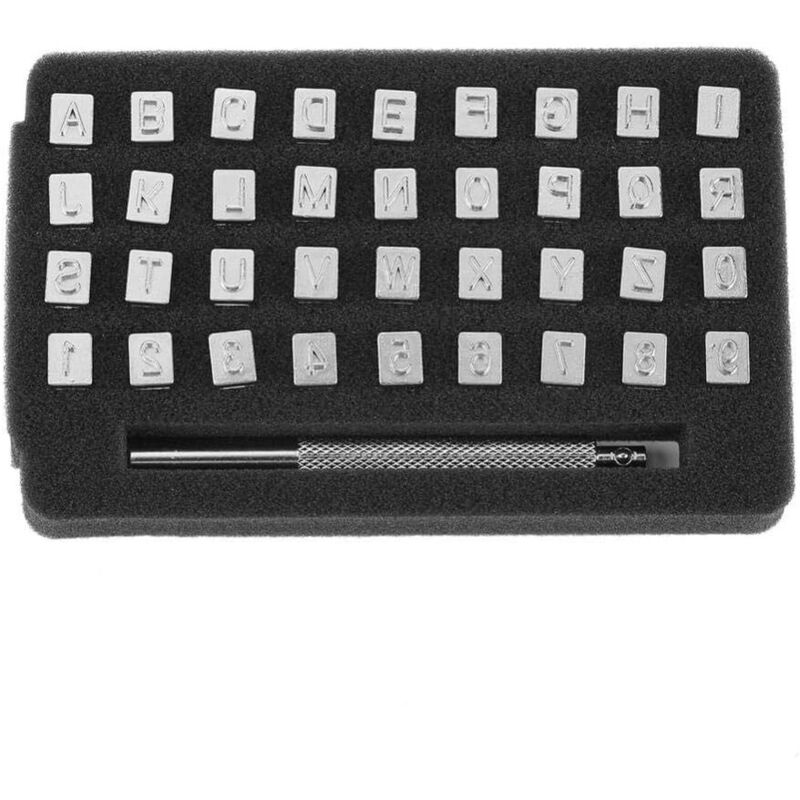 [neuwertig]36-teiliges Buchstabenstanzer-set, Alphabet-buchstabenstanzer-set, 26 Buchstaben Und 10 Zahlen, Lederbuchstaben Für Taschen, Gürtel, Schuhe Und Bastelmarkierungen (6 Mm)