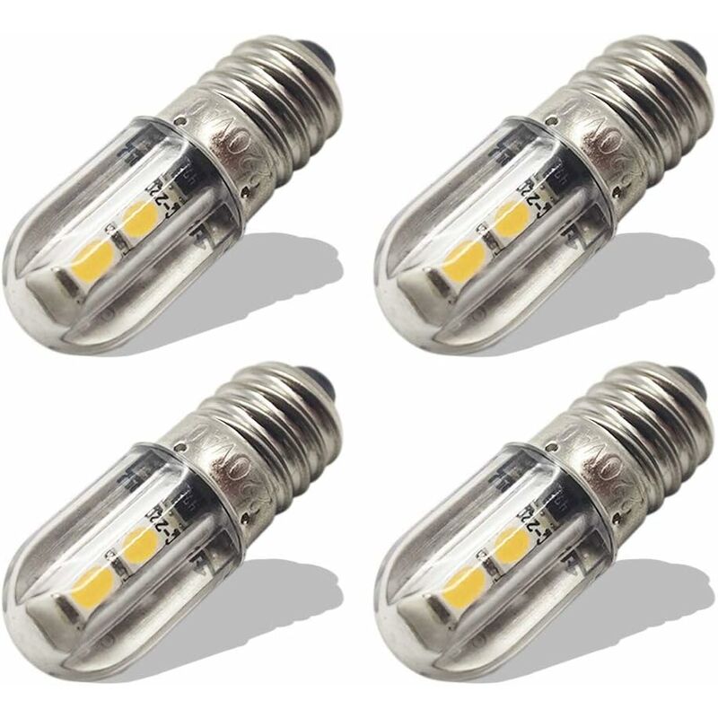 [neuwertig]e10 Led-lampe 220v 230v Ac Energiesparende Led-kontrollleuchte 8mm Schraubsockel 3030 4smd Chipsets Led-upgrade-lampe, Warmweiß (4er-pack)
