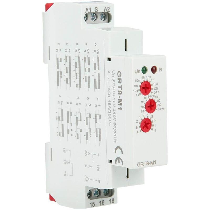 [neuwertig]zeitverzögerungsrelais Grt8-m1 Mit 10 Funktionen, 35-mm-din-schienenmontage, Ac/dc 12–240 V, 50–60 Hz