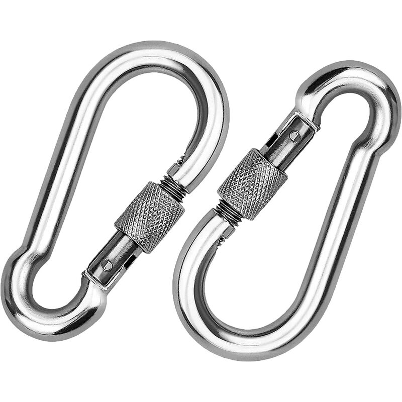 [neuwertig]2 Stück Karabiner Aus Edelstahl 304, Edelstahl-schraubkarabiner, Edelstahl-karabiner Zum Befestigen Von Seilen, Ketten, Gürteln Und Kabeln