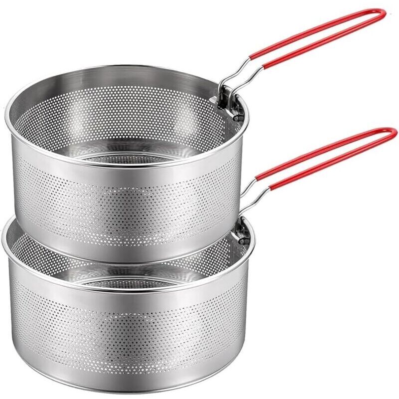 [neuwertig]set Mit 2 Edelstahl-sieben, Pasta- Und Nudelsieb, Abnehmbare Griffe, Frittierkorb, Abtropfsieb