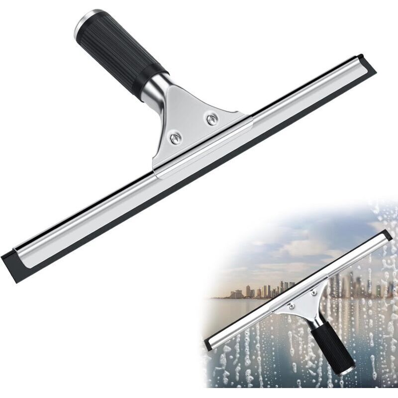 [neuwertig]professioneller Fensterabzieher, Edelstahl-fensterabzieher Mit 25 Cm Langem Abziehblatt, Zum Reinigen Und Trocknen Von Glas, Fliesen, Fenstern Und Badezimmern, Um Alle Spuren Zu Entfernen.