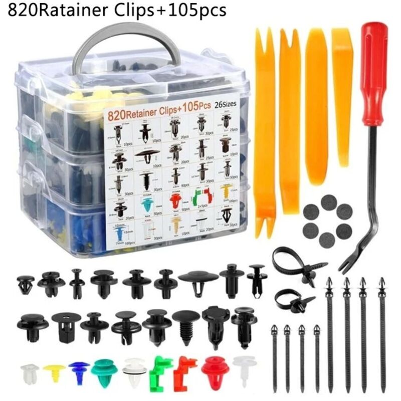 [neuwertig]925 Stück Kunststoffnietclips, Schützende Kunststoffnietbefestigungen, Universelle Schwarze Autoclips Für Türverkleidungen Mit Aufbewahrungsbox Und Demontagewerkzeug