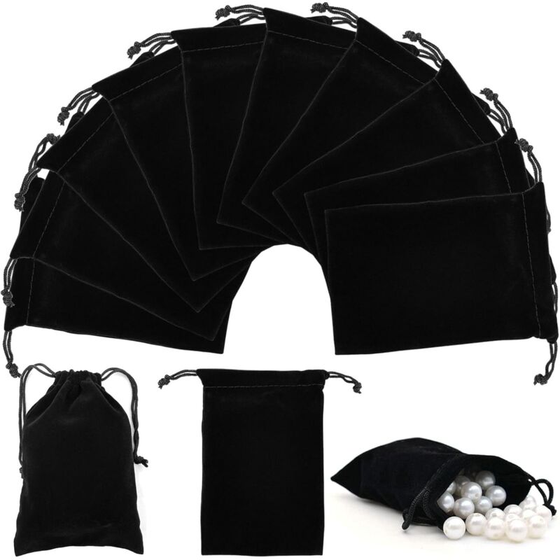 [neuwertig]30 Schwarze Schmuckbeutel Mit Kordelzug Zur Aufbewahrung Von Schmuck, Als Gastgeschenke Für Hochzeiten, Als Weihnachtssüßigkeitentüten Oder Als Mitgebseltüten Für Partys (9,5 X 14,5 Cm)