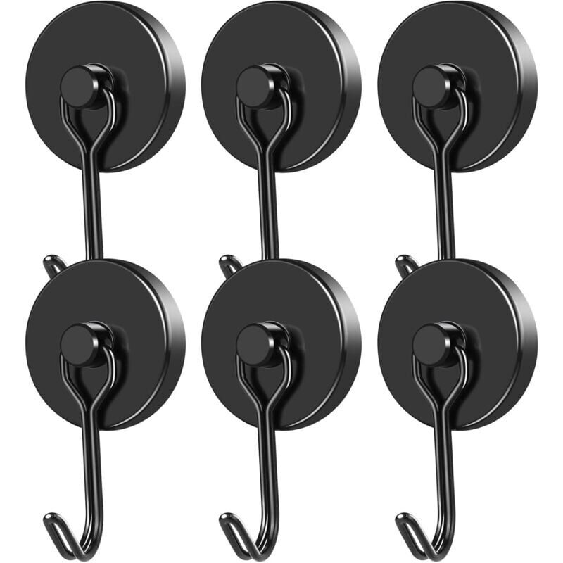 [neuwertig]starker Magnethaken, Schwarzer Nodyme-kühlschrankmagnet, Drehbarer Magnethaken, Magnethaken Für Küche, Geschirrtuch, Brett, 6 Stück