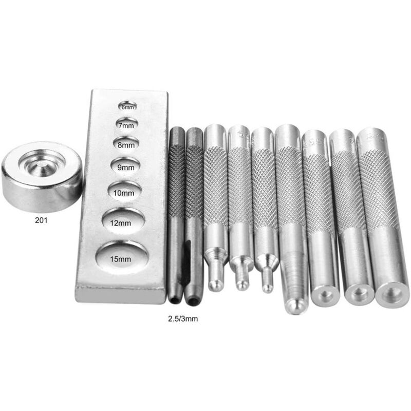 [neuwertig]set Mit 11 Lederbearbeitungswerkzeugen – Zum Anbringen Von Nieten Und Druckknöpfen, Stanzen Und Herstellen Von Löchern. Für Hobby Und Heimwerkerprojekte.