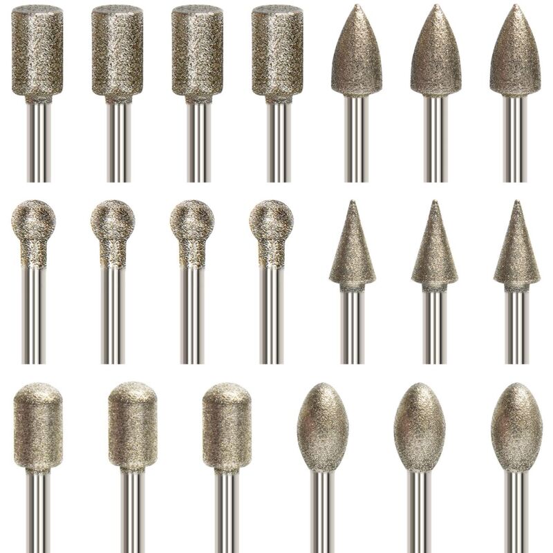 [neuwertig]20-teiliges Diamant-rotationsfräser-set, Gravierbit-set Mit 3 Mm (1/8") Schaft, Diamantbeschichtete Bits Für Rotationswerkzeuge, Schleifen, Polieren, Diy-gravuren Und Bohren