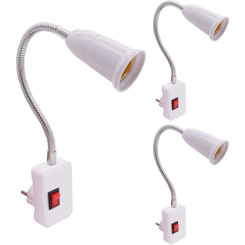 [neuwertig]set Mit 3 E27-lampenfassungen: E27-lampenfassung Ohne Kabel Mit Schalter, Eu-stecker, 23 Cm, E27-sockel, 360° Verstellbarer Schwanenhals, Fassung Für Küchenlampe, Garagenleuchte