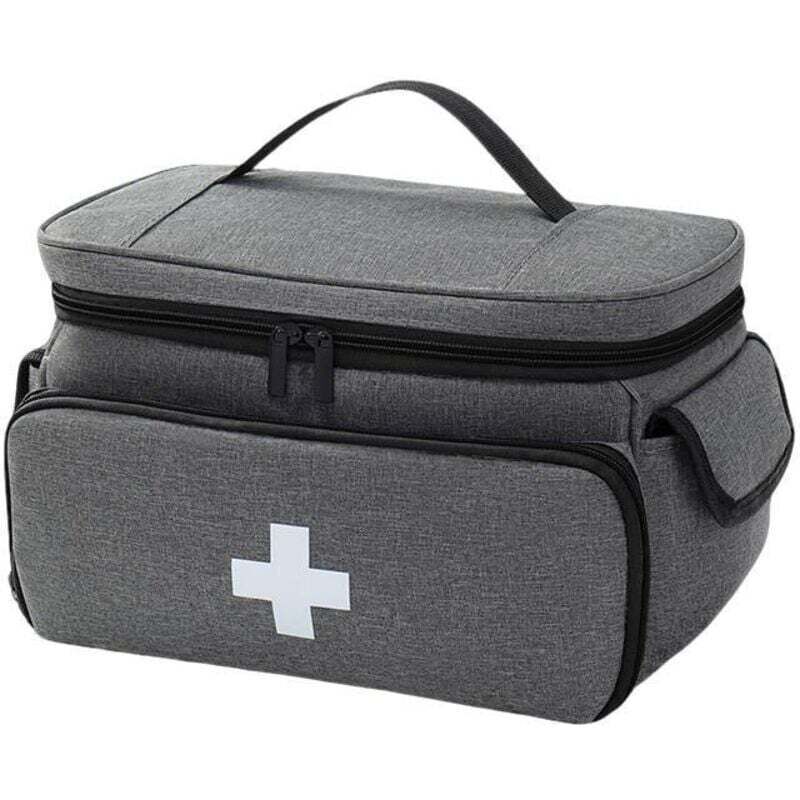 [neuwertig]leeres, Wasserdichtes Erste-hilfe-set, Reiseapotheke Mit Großem Fassungsvermögen, Tragbare Medikamententasche Mit Tragegurt, Notfalltasche Für Outdoor-aktivitäten, Zuhause Und Reisen, Grau
