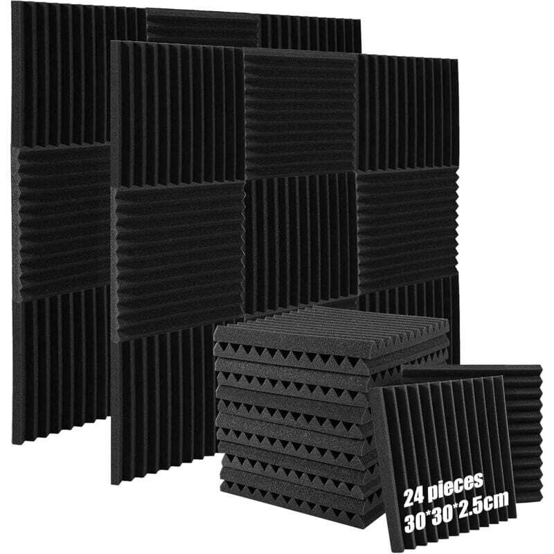 [neuwertig]24er-pack Akustikschaumstoffplatten, 30 X 30 X 2,5 Cm, Hochdichter, Geräuschdämmender Schaumstoff, Schallabsorption, Für Heimkinos, Tonstudios Und Musikzimmer