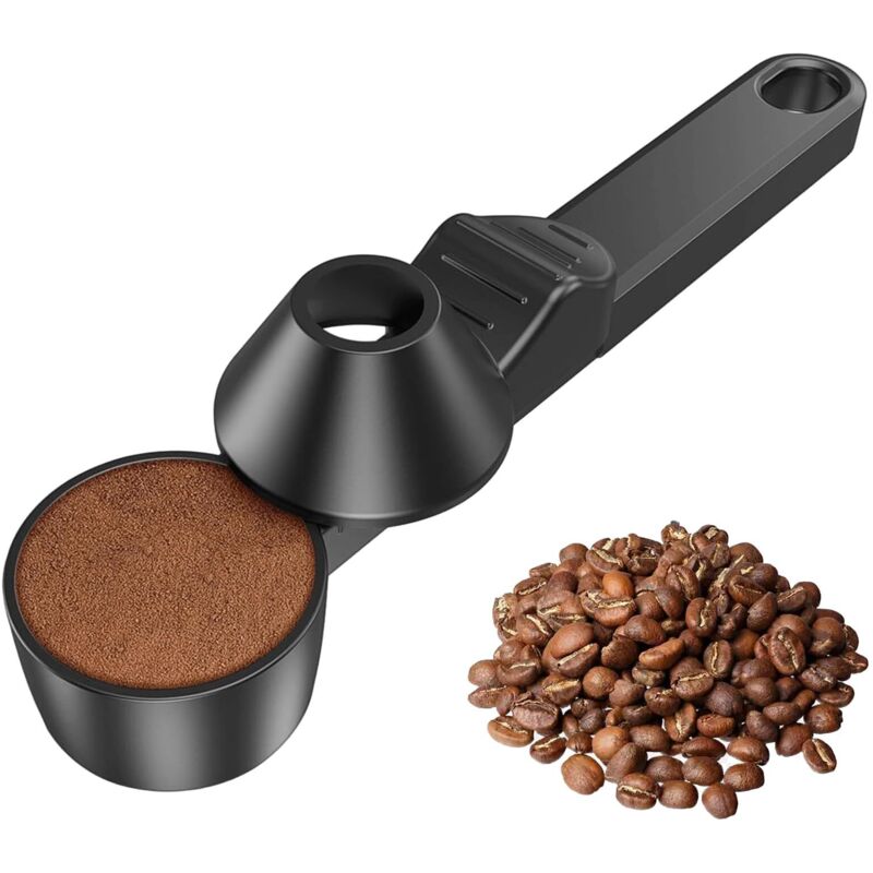 [neuwertig]kaffeemesslöffel Mit Trichter Für Gemahlenen Kaffee, 30 Ml – Schwarzer Kaffeelöffel Für Wiederverwendbare Kaffeepads, Proteinpulver Und Tee