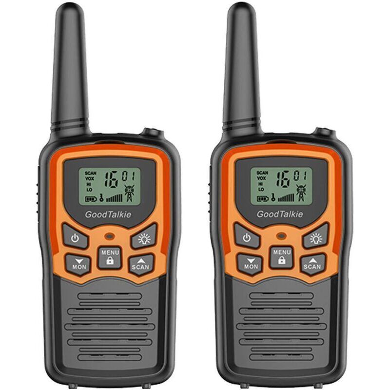 [neuwertig]langstrecken-walkie-talkies Für Erwachsene Mit 22 Frs-kanälen, Familien-walkie-talkie Mit Led-taschenlampe, Lcd-bildschirm Und Vox-funktion Zum Wandern, Campen Und Reisen (2er-pack, Orange)