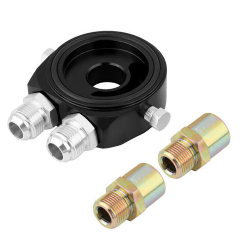 [neuwertig]aluminium-ölfilterkühler-sandwichplatten-adaptersatz M20 X 1,5, 1/8 Npt-gewinde, Schwarz