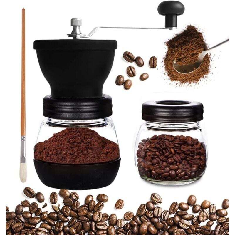 [neuwertig]manuelle Kaffeemühle, Manuelle Gewürzmühle, Glasbehälter, Keramikmahlwerk, Einstellbarer Mahlgrad, Leicht Zu Reinigen, Kompakt Und Tragbar, 3er-set, Edelstahl