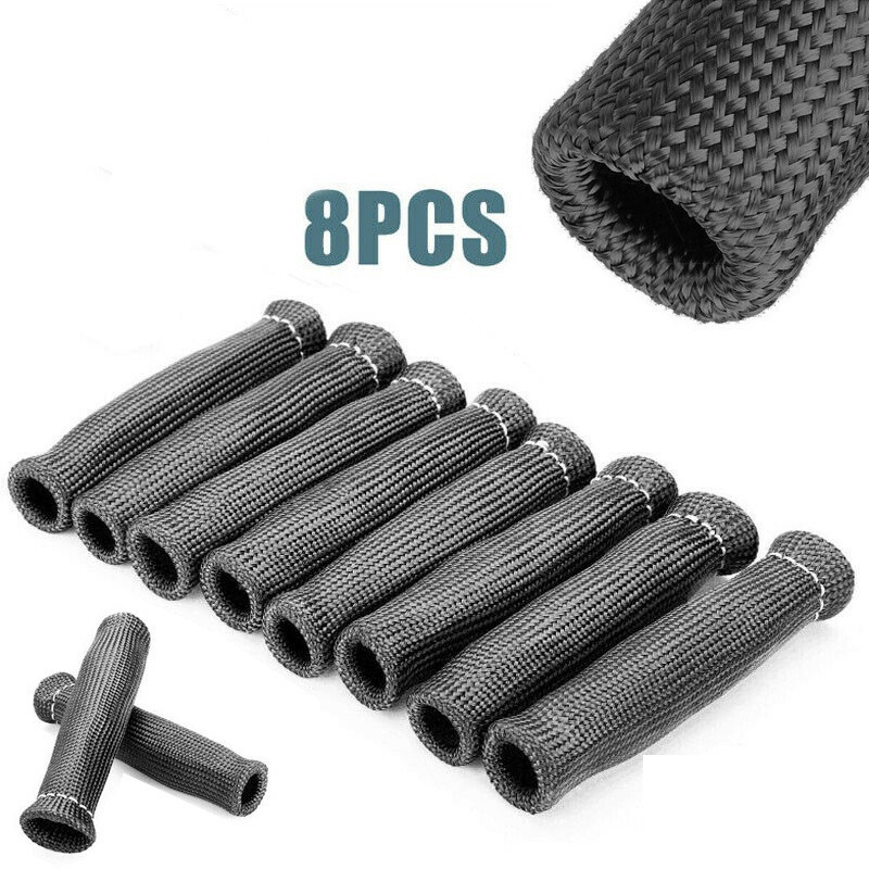 Zündkerzenschutz, Hitzeschild-abdeckung, Kabelführung, Zündkerzenschutz-isolator Für Autos Und Lkws, Schwarz (8er-pack)