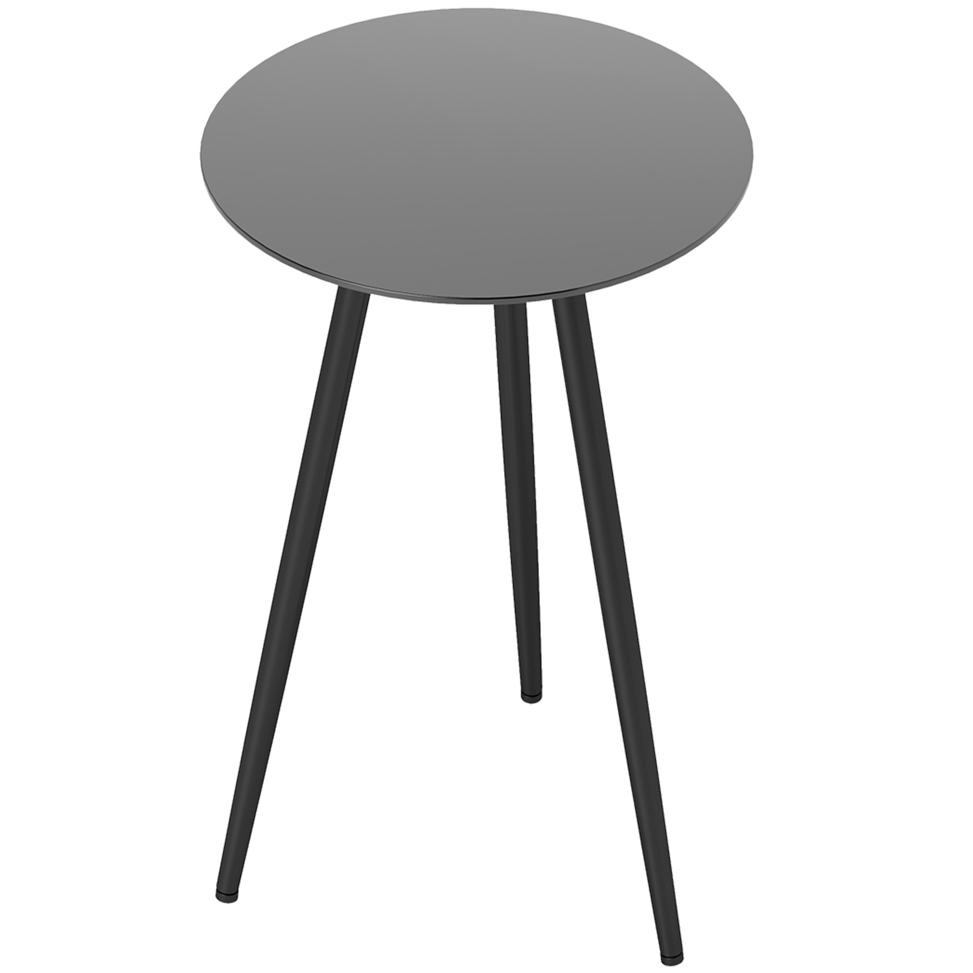 Kleiner Runder Couchtisch/beistelltisch, Tischplatte Aus Gehärtetem Glas, Konische Beine, Stahlgestell, Ø 40 X 50 Cm, Schwarz