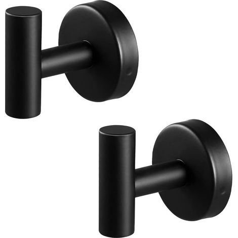 2 Stück Schwarze Kleiderhaken, Wandhaken Aus Edelstahl, Modernes Design, Auch Als Handtuchhaken Geeignet