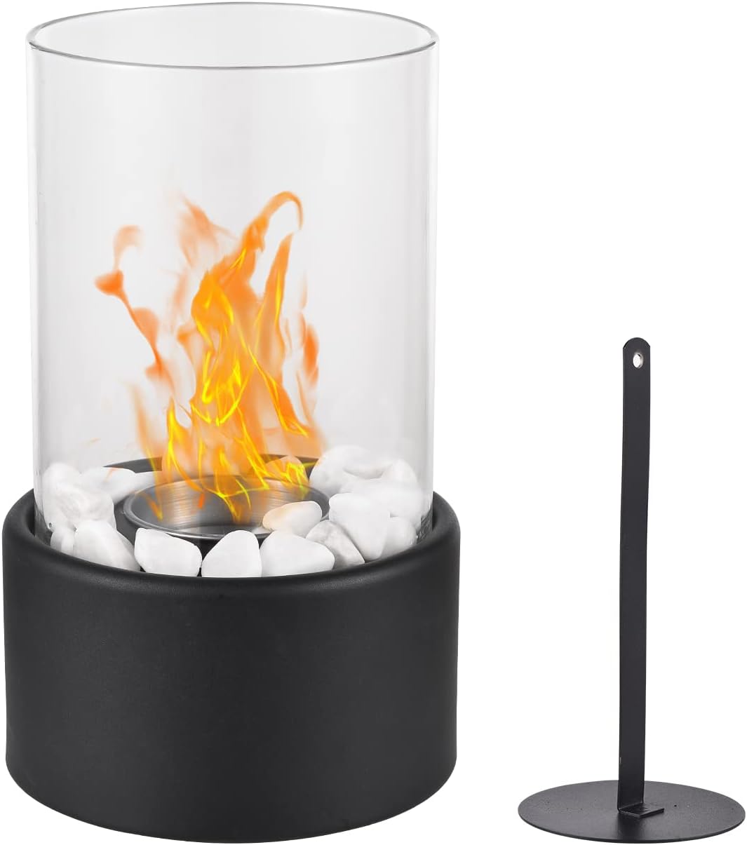 Tischfeuerstelle, Feuerschale Mit Weißen Steinen, Tragbare Feuerstelle, Mini-feuerstelle Für Drinnen Und Draußen – Bioethanol-brennstoff, Dekoration, Geschenkidee