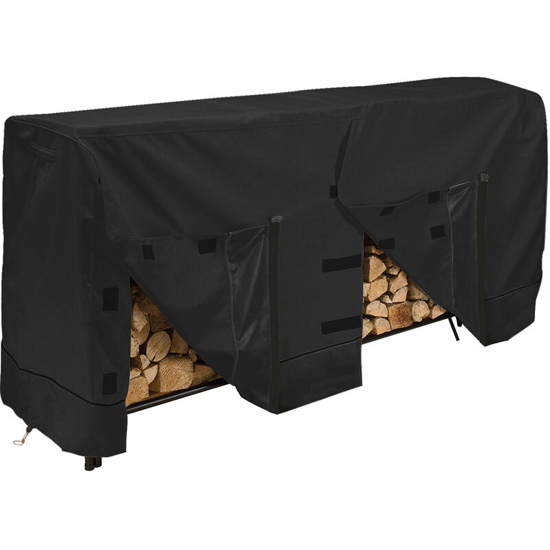 Brennholzregal-abdeckung, Schutzhülle Für Holzständer Im Außenbereich, Wasser- Und Staubdicht, 420d, 244 X 61 X 107 Cm, Schwarz