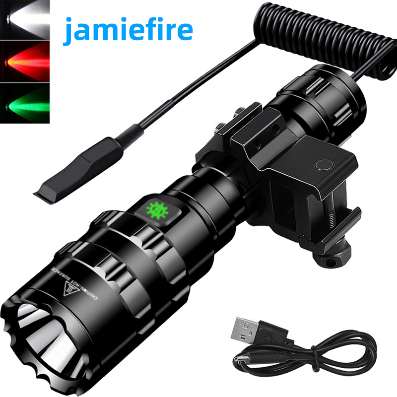 Taktische Led-taschenlampe, 1-modus-taschenlampe Mit Druckschalter Und Montageschiene, Versetzter Ring Zur Seitlichen Montage