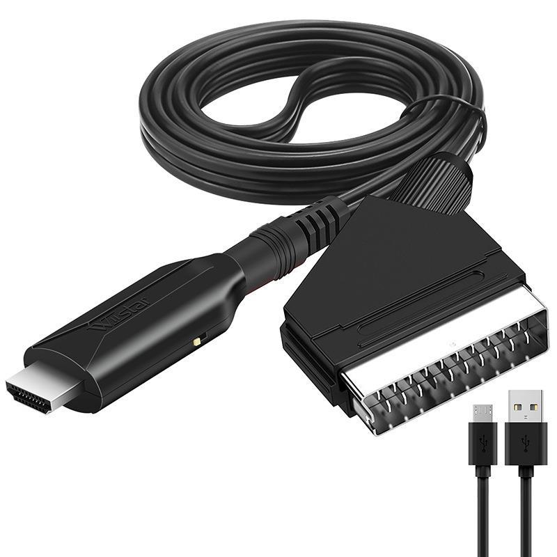 Scart-zu-hdmi-konverter Mit Hdmi-kabel, Für Full-hd-fernseher (720p/1080p), Dvd-player, Vhs-player Und Videorecorder